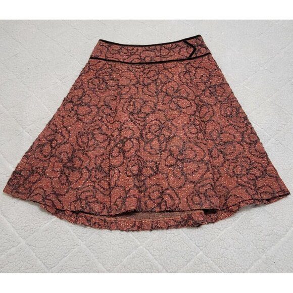 Tibi Womens Red Floral Embroidered Wool A Line Skirt Knee Length Lined Size 4 - Picture 3 of 12